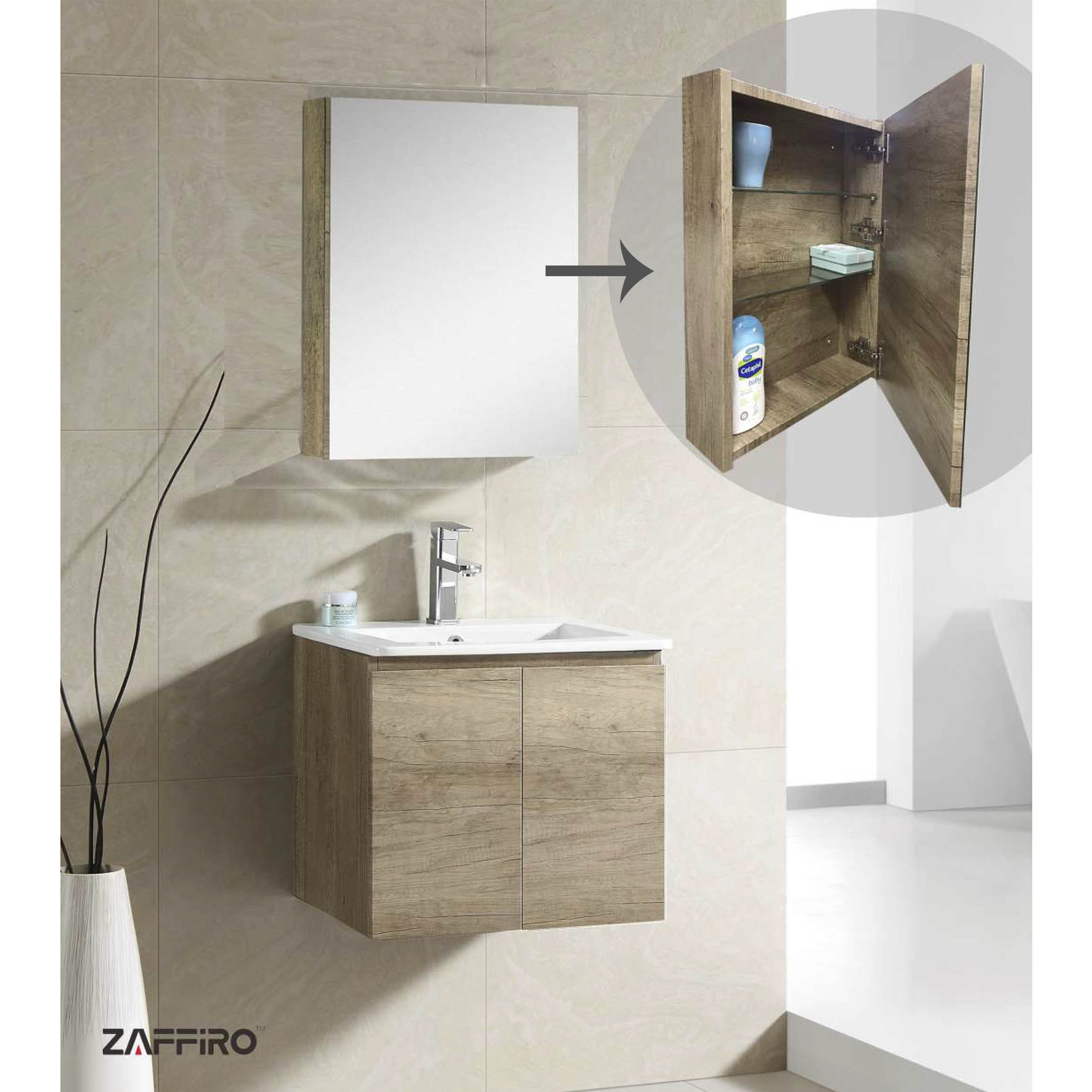 Zaffiro – Stainless Steel Vanity Cabinet with Built-In Basin – PHT-8261B-54-BC