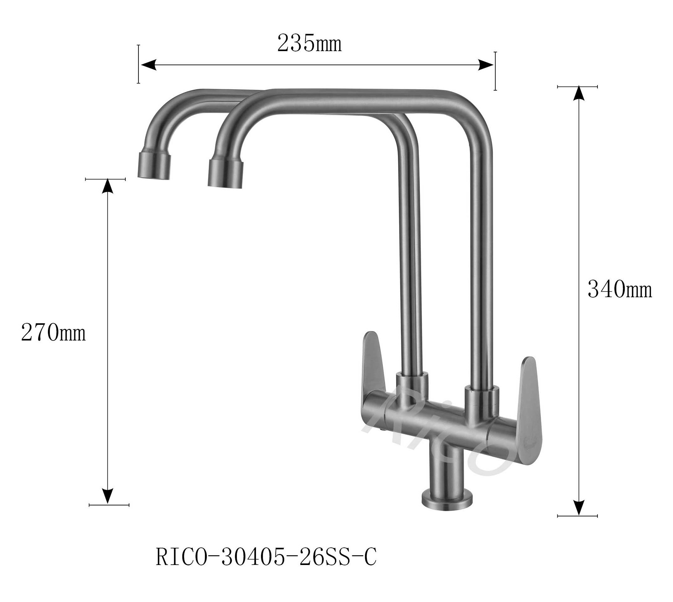Rico : Stainless Steel Sink Cold Tap- RICO-30405-26SS-C