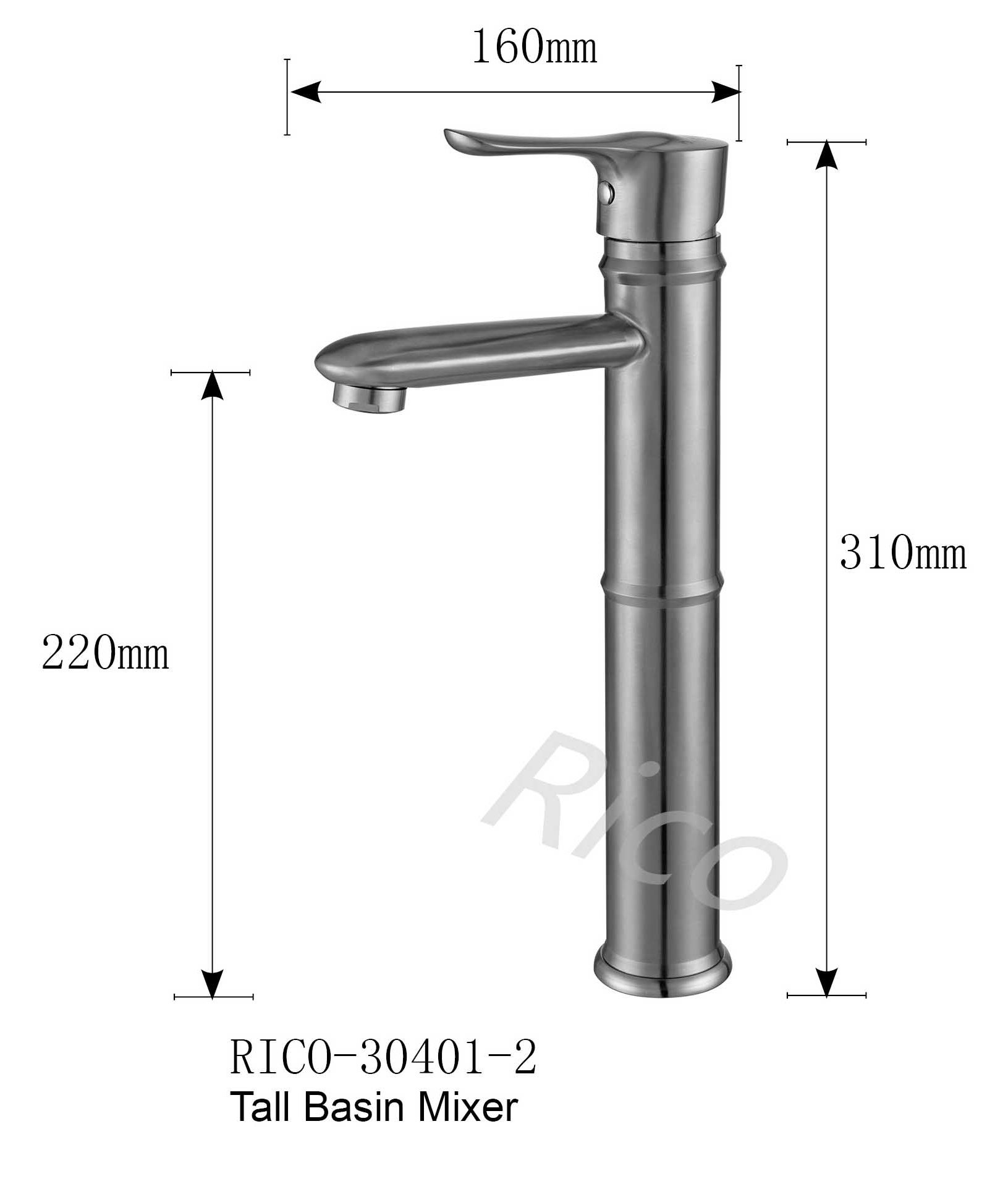 Rico : Stainless Steel Tall Basin Mixer – RICO-30401-2