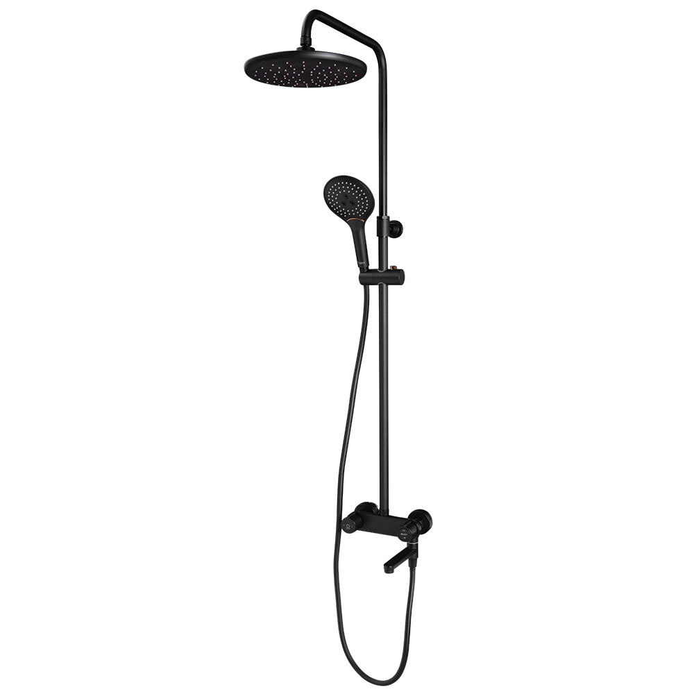 Rubine – Rain Shower Set (Electroplated Black) – RSC-PUSHSTOP-R61BK